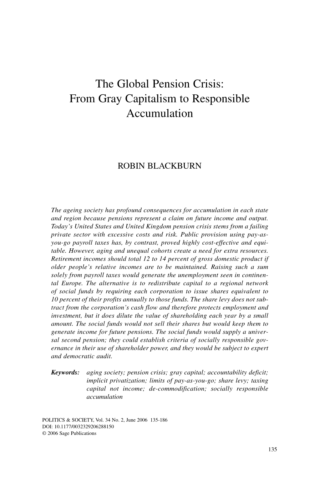 The Global Pension Crisis: from Gray Capitalism to Responsible Accumulation