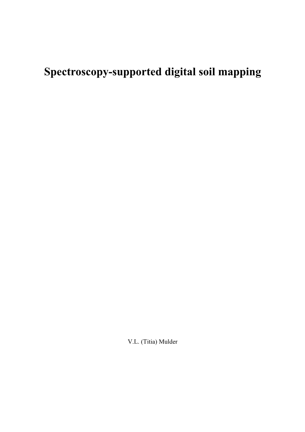 Spectroscopy-Supported Digital Soil Mapping