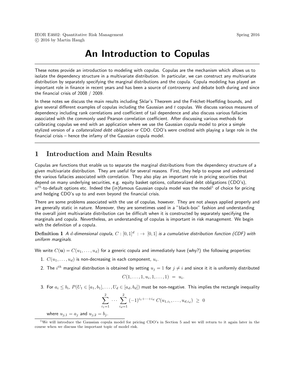 An Introduction to Copulas