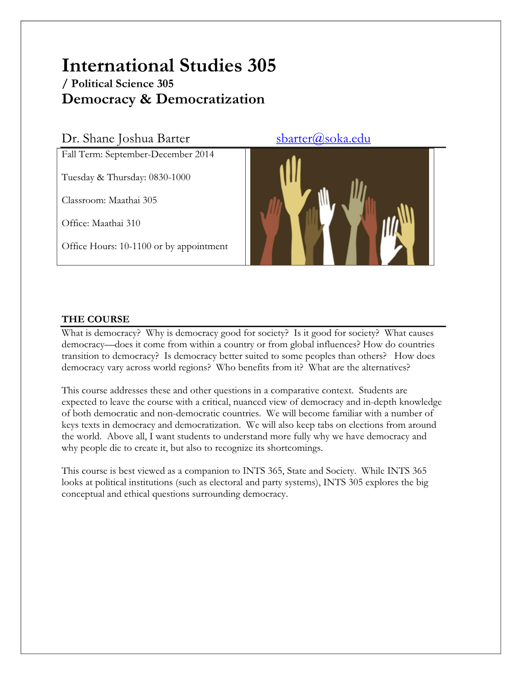 International Studies 305 / Political Science 305 Democracy & Democratization