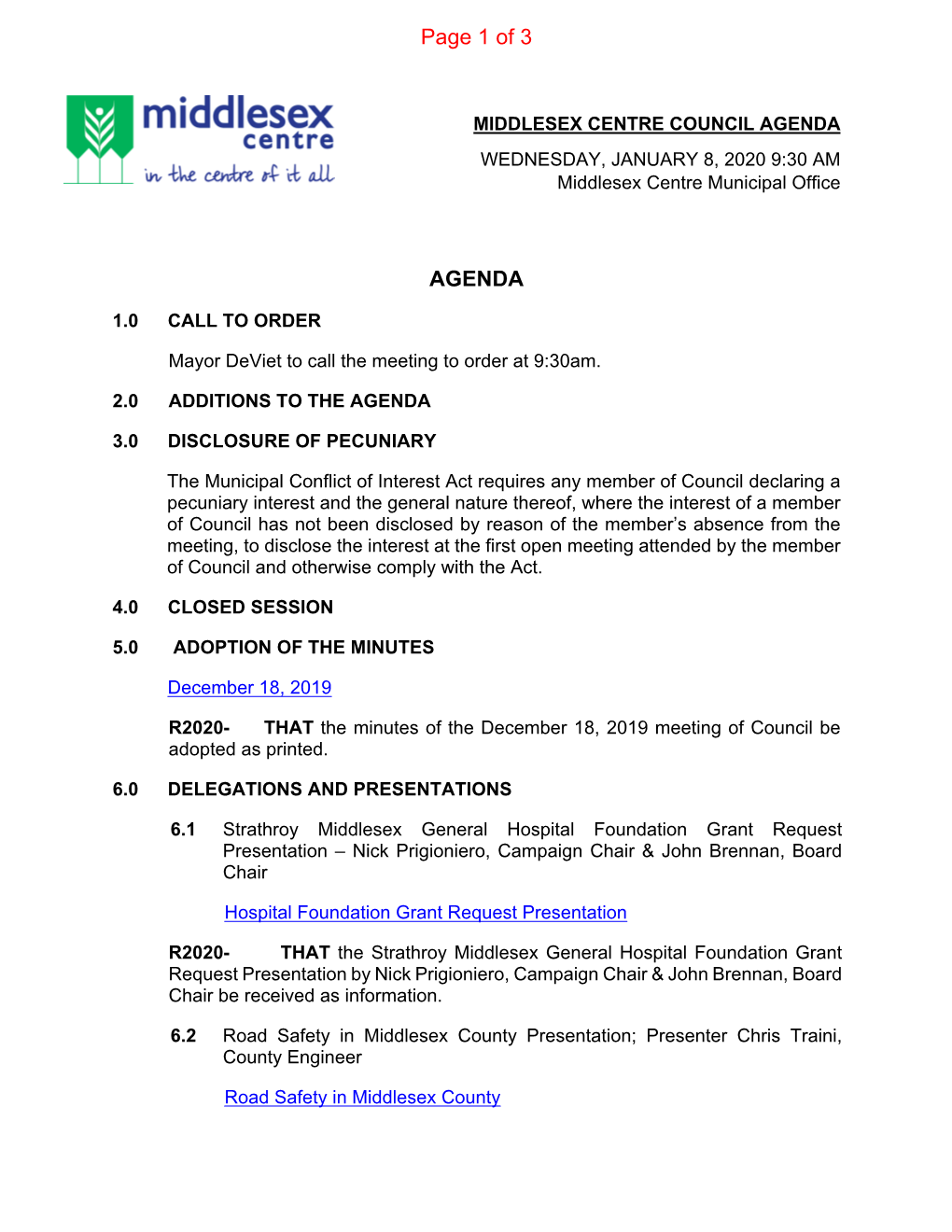 AGENDA Page 1 of 3