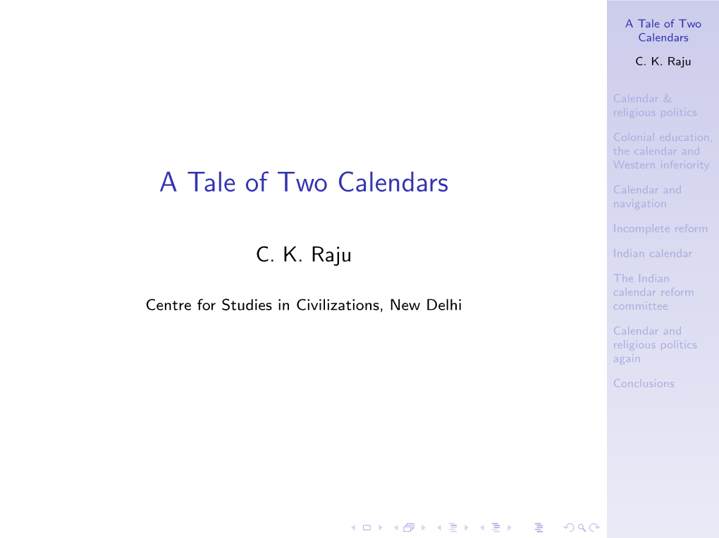 A Tale of Two Calendars