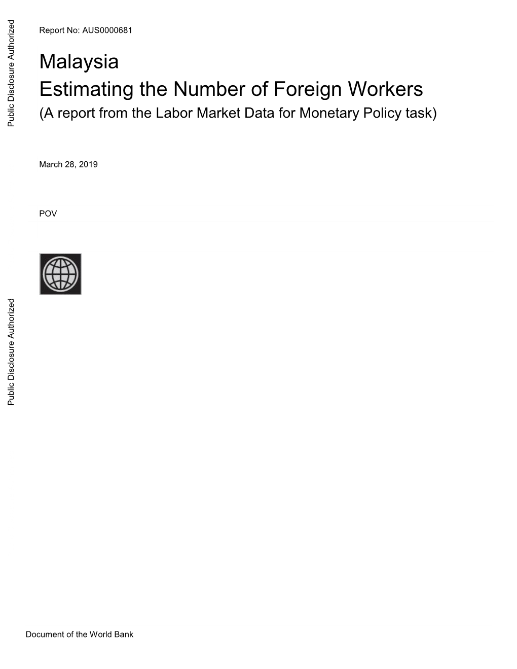 MALAYSIA: Estimating the Number of Foreign Workers