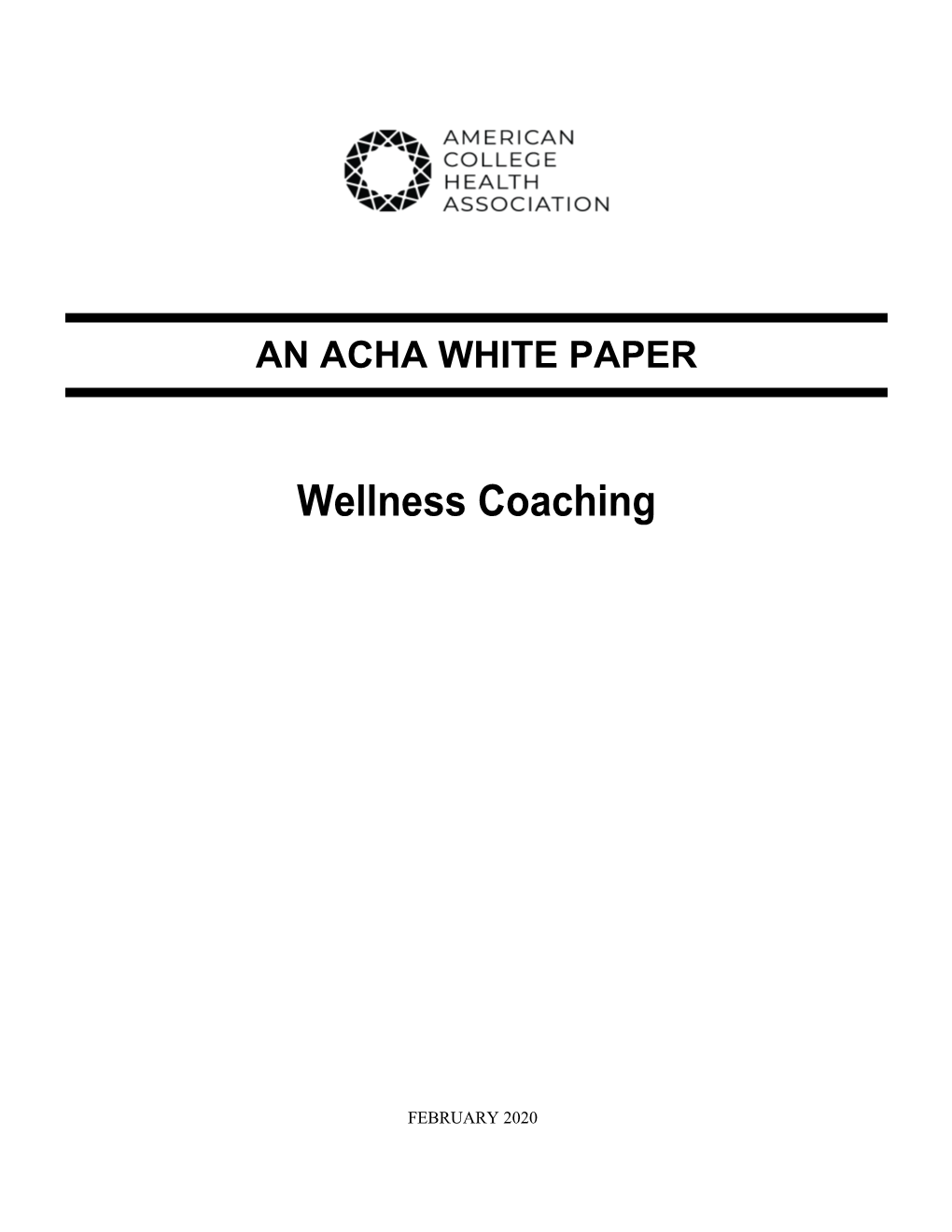 Wellness Coaching ACHA White Paper