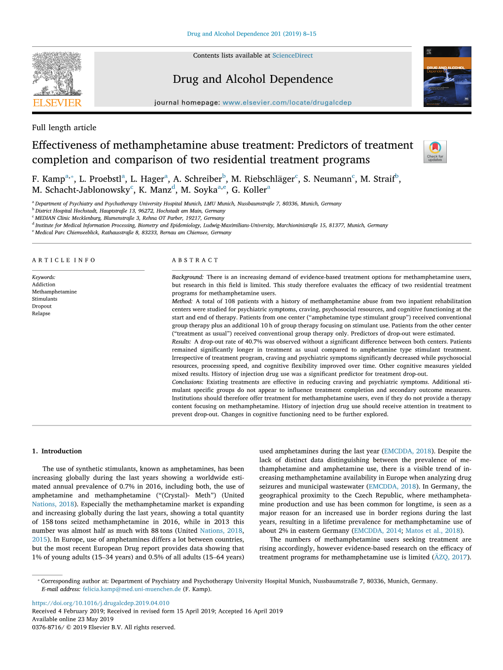 Effectiveness of Methamphetamine Abuse Treatment Predictors Of