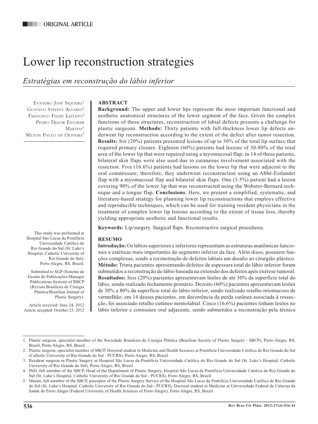 Lower Lip Reconstruction Strategies