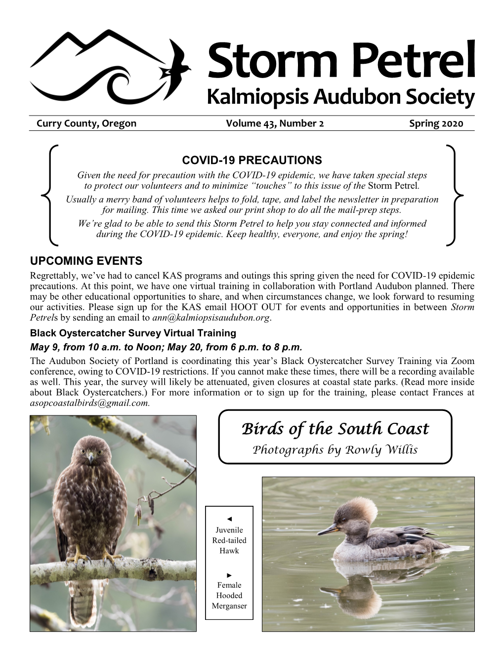 Storm Petrel Kalmiopsis Audubon Society Curry County, Oregon Volume 43, Number 2 Spring 2020