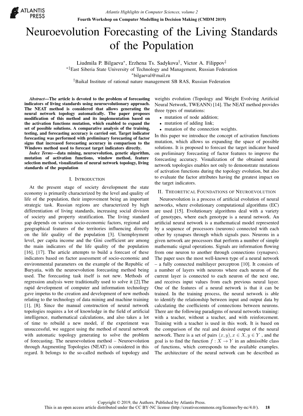 Neuroevolution Forecasting of the Living Standards of the Population