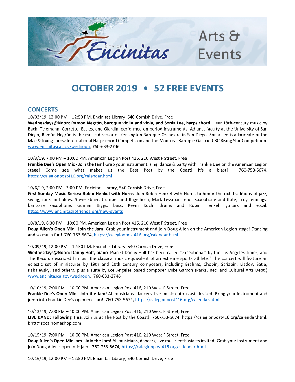 October2019 • 52Freeevents