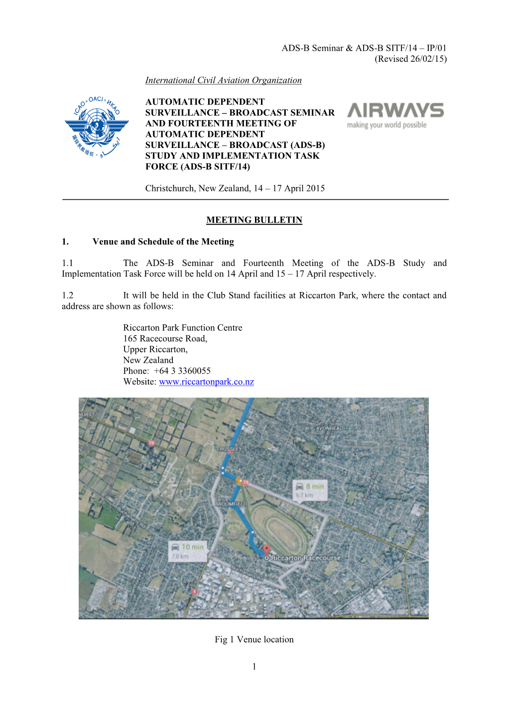 ADS-B Seminar & ADS-B SITF/14 – IP/01 (Revised 26/02/15)