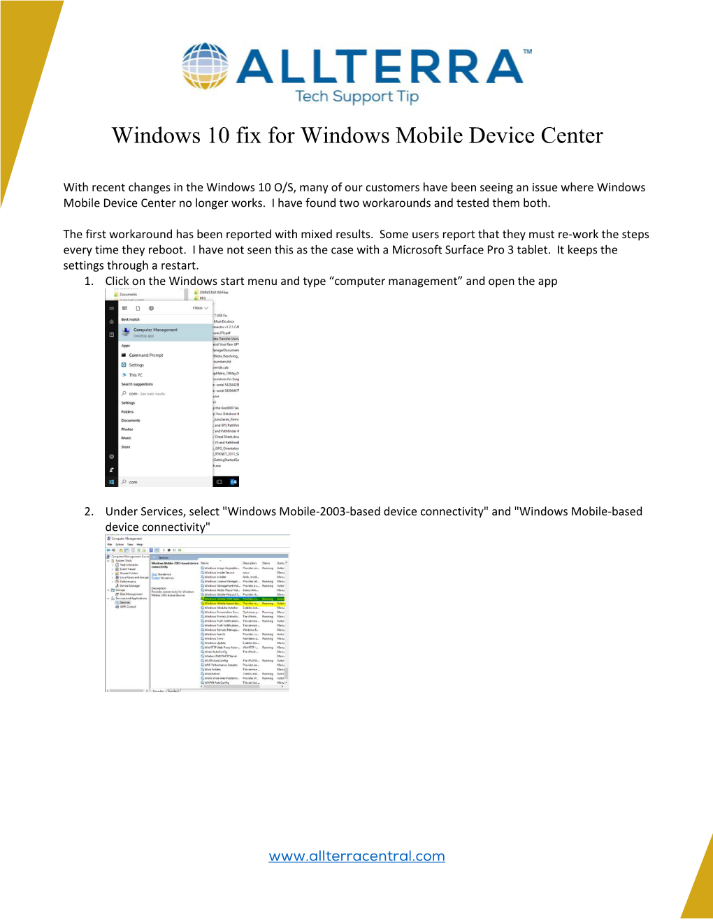 Windows 10 Fix for Windows Mobile Device Center