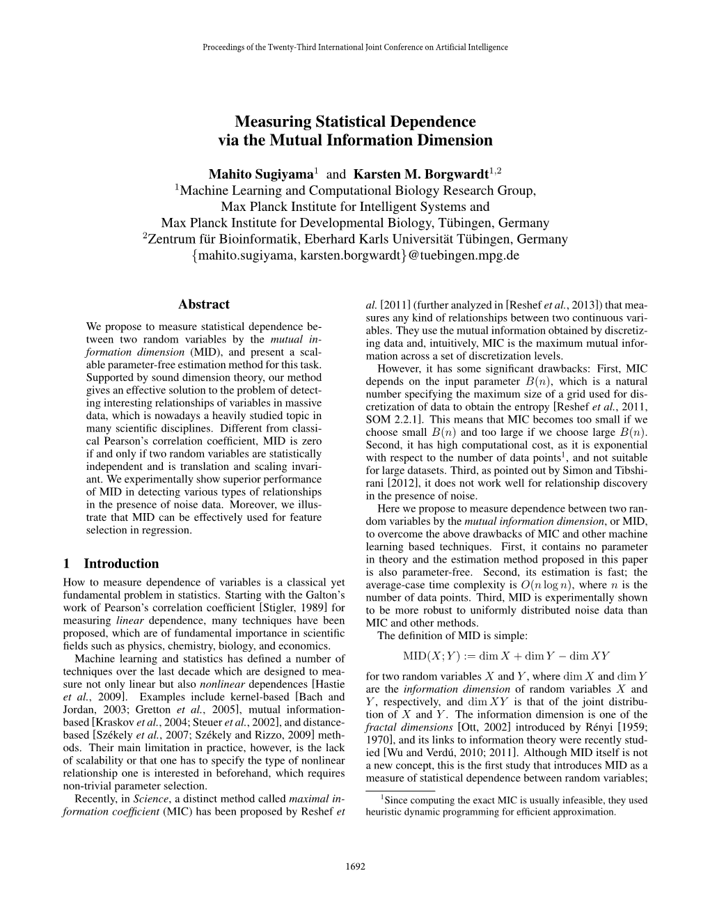 Measuring Statistical Dependence Via the Mutual Information Dimension