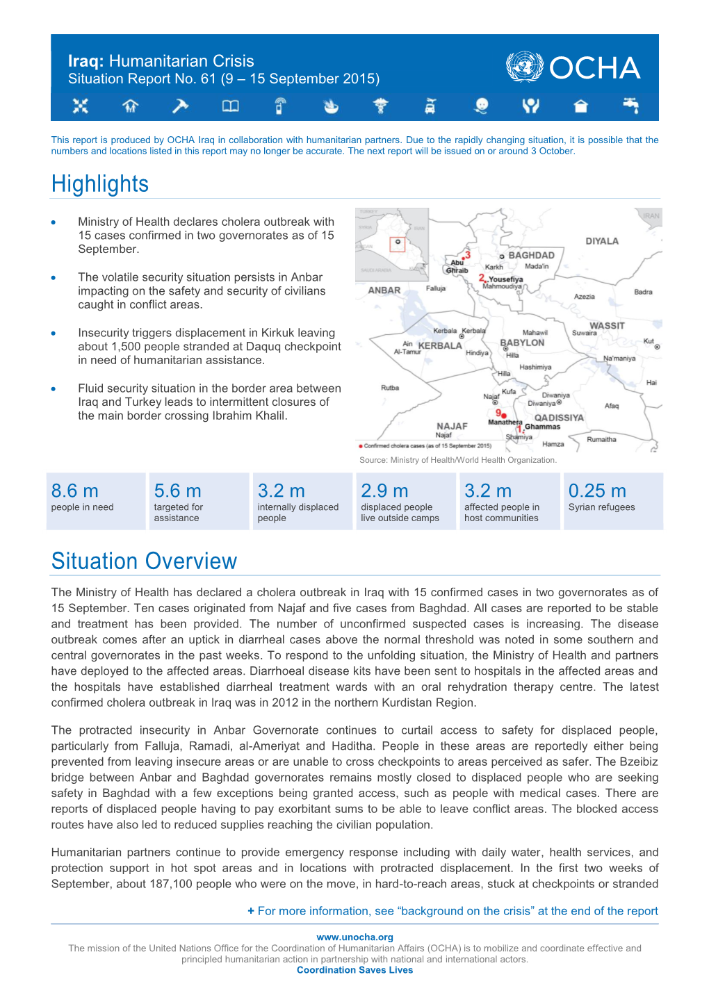 Iraq: Humanitarian Crisis Situation Report No