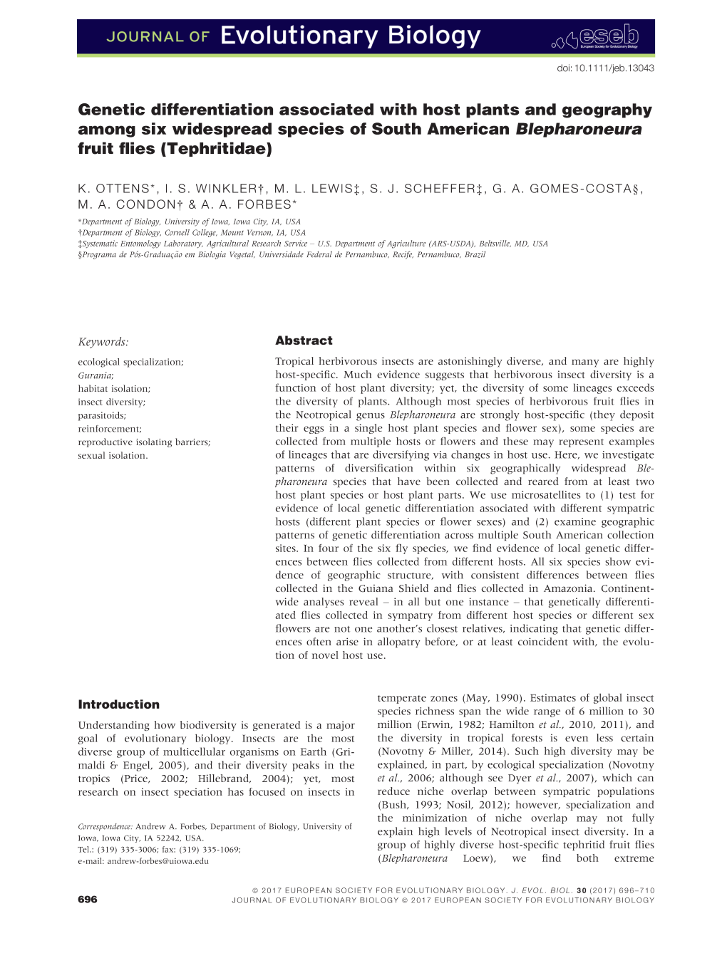 Genetic Differentiation Associated with Host Plants and Geography Among