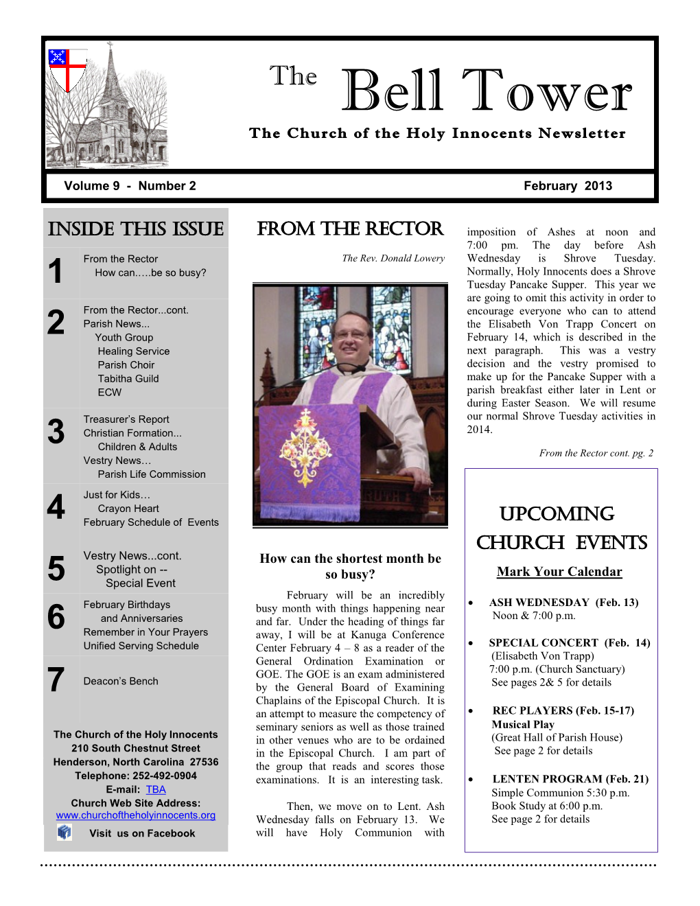 Bell Tower the Church of the Holy Innocents Newsletter