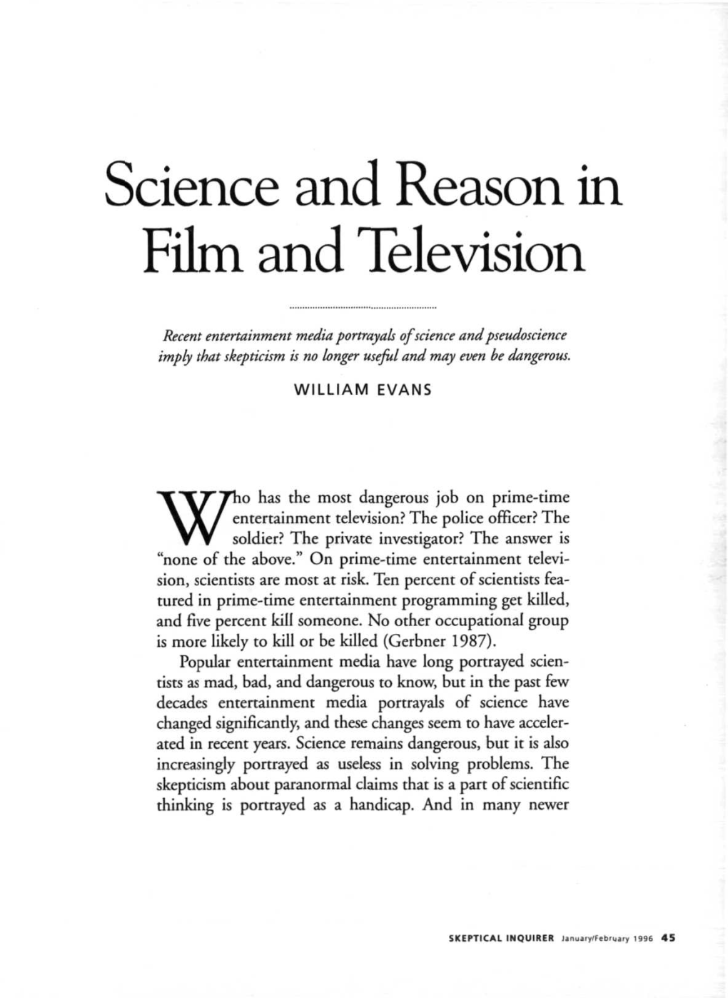 Science and Reason in Film and Television