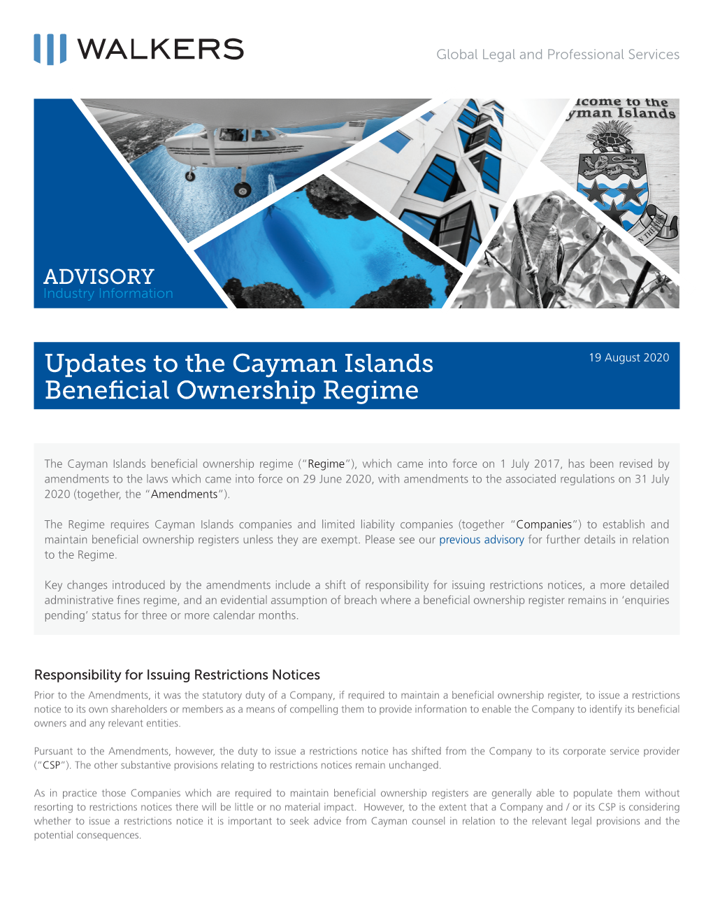 Updates to the Cayman Islands Beneficial Ownership Regime