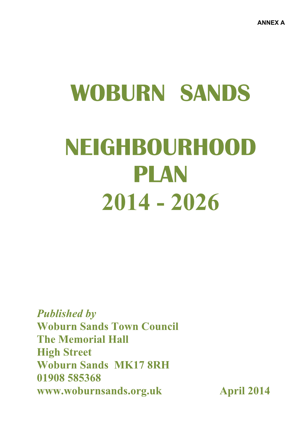 Woburn Sands Neighbourhood Plan 2014