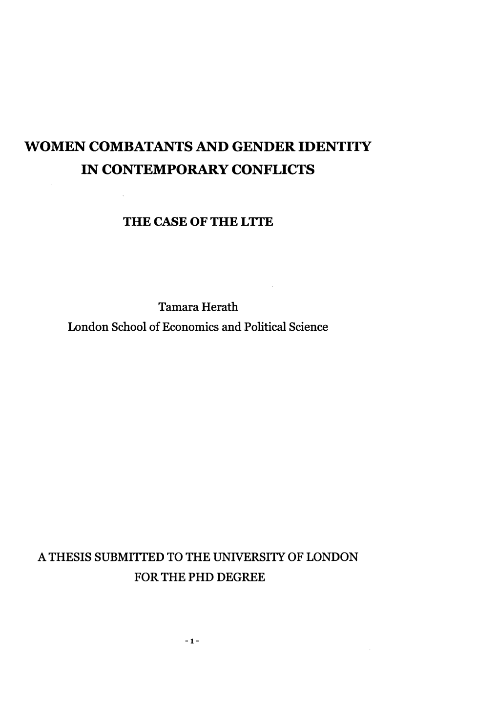 Women Combatants and Gender Identity in Contemporary Conflicts