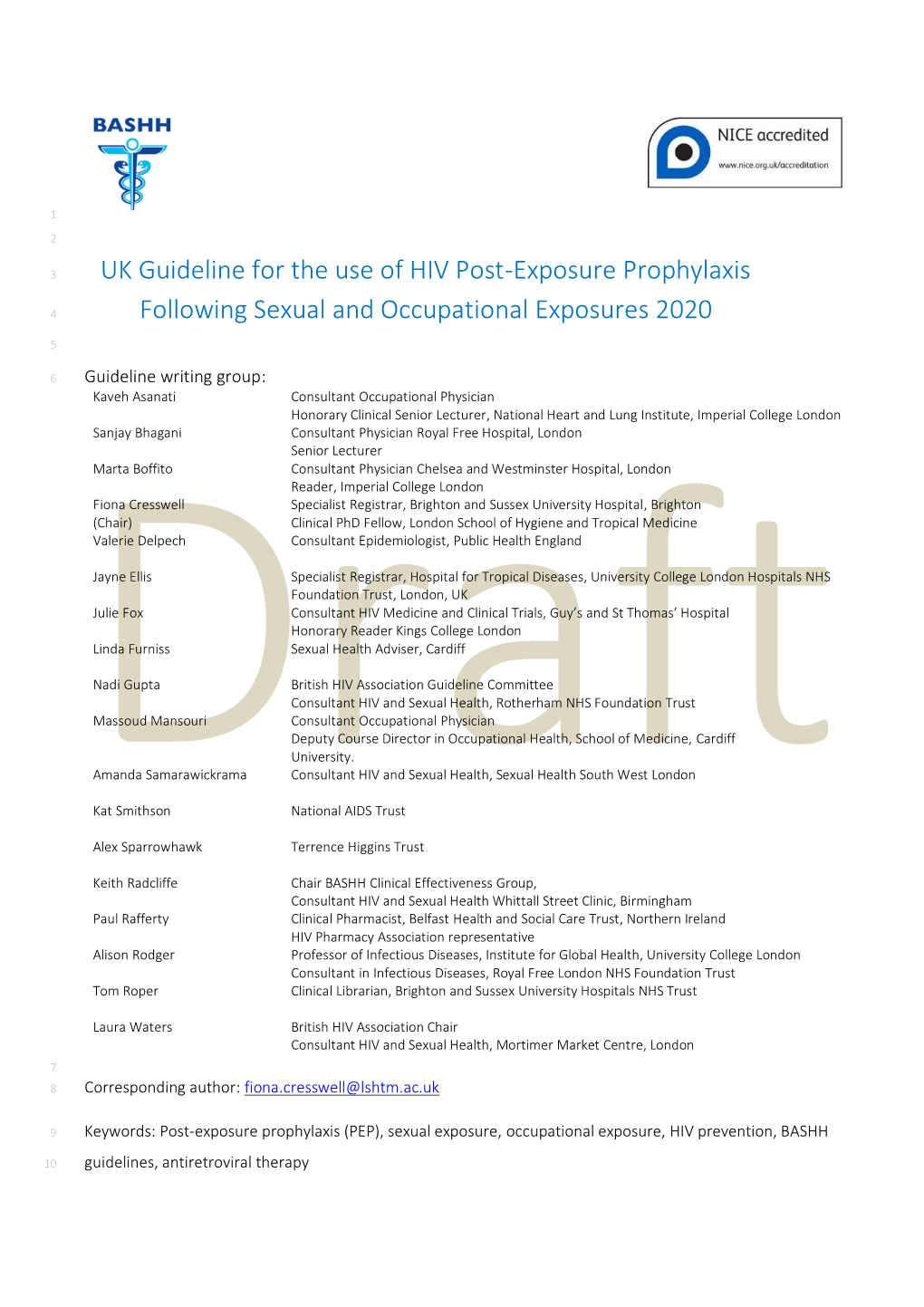 BASHH PEPSE Guidelines