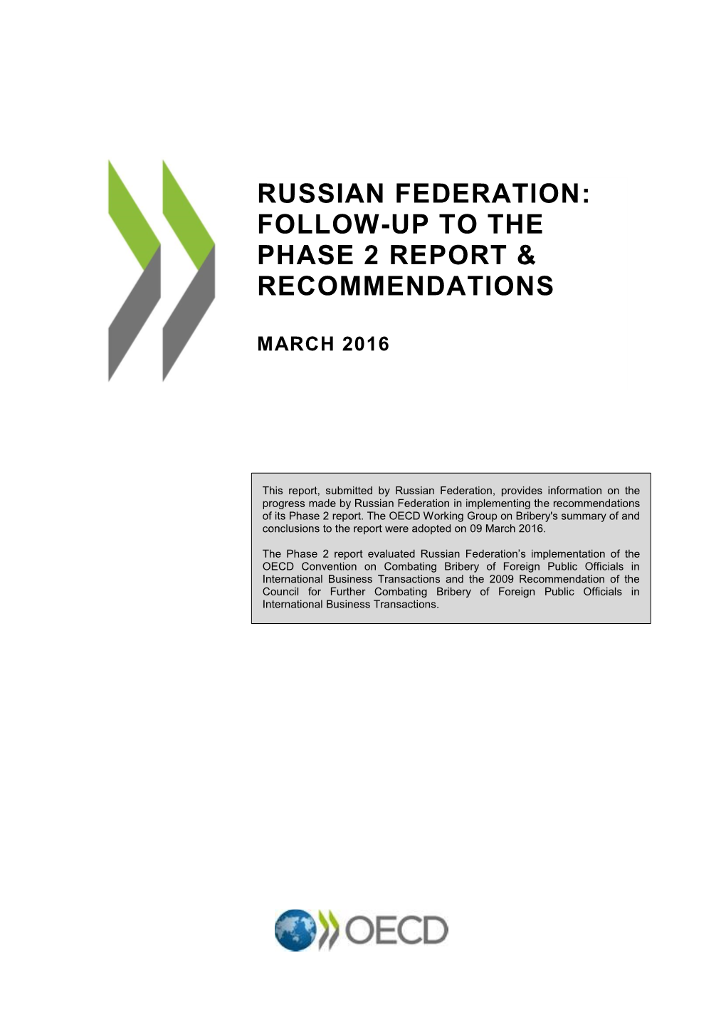 Russian Federation : Follow-Up to the Phase 2 Report &