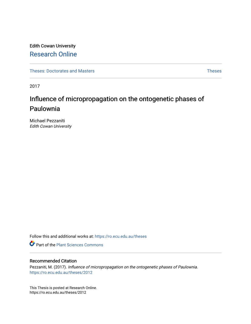 Influence of Micropropagation on the Ontogenetic Phases of Paulownia