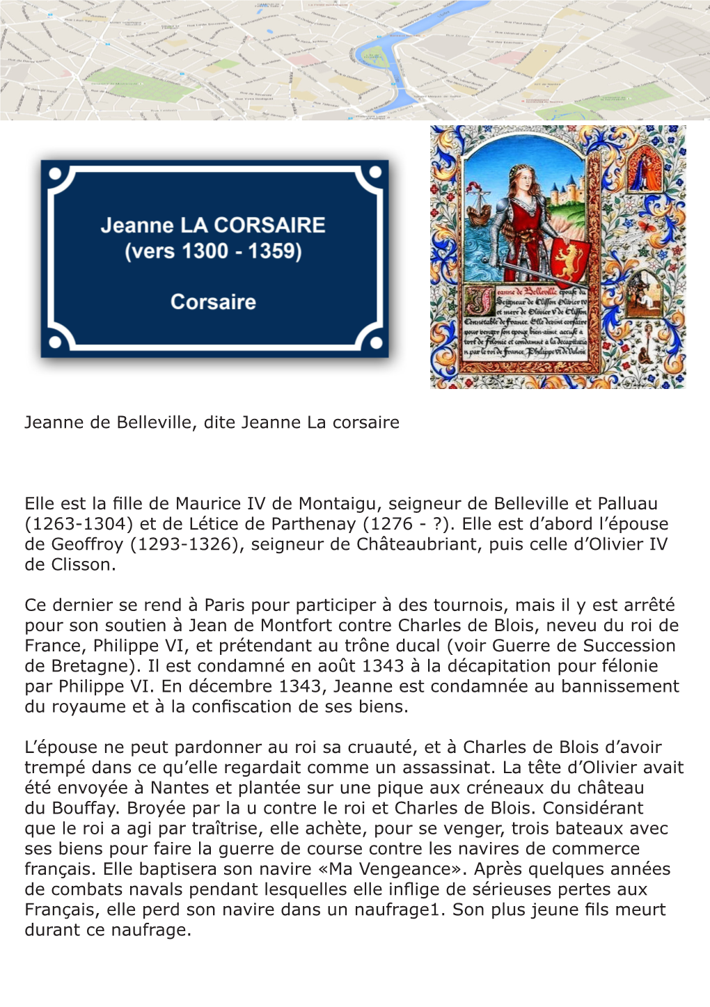 Jeanne De Belleville, Dite Jeanne La Corsaire Elle