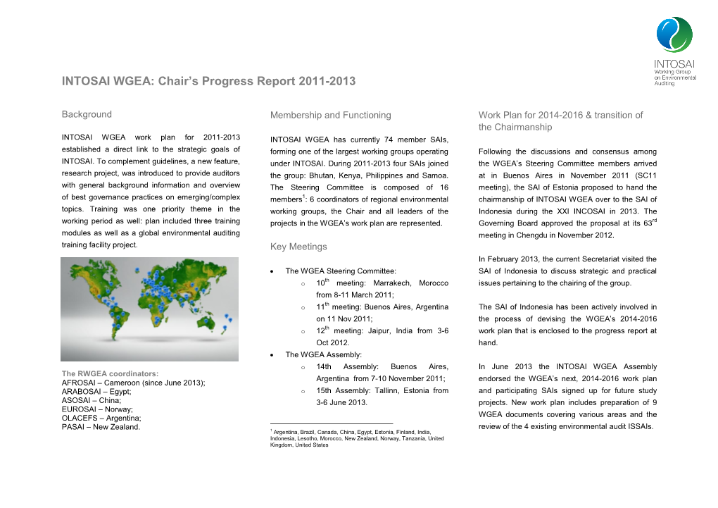 Chair's Progress Report 2011-2013