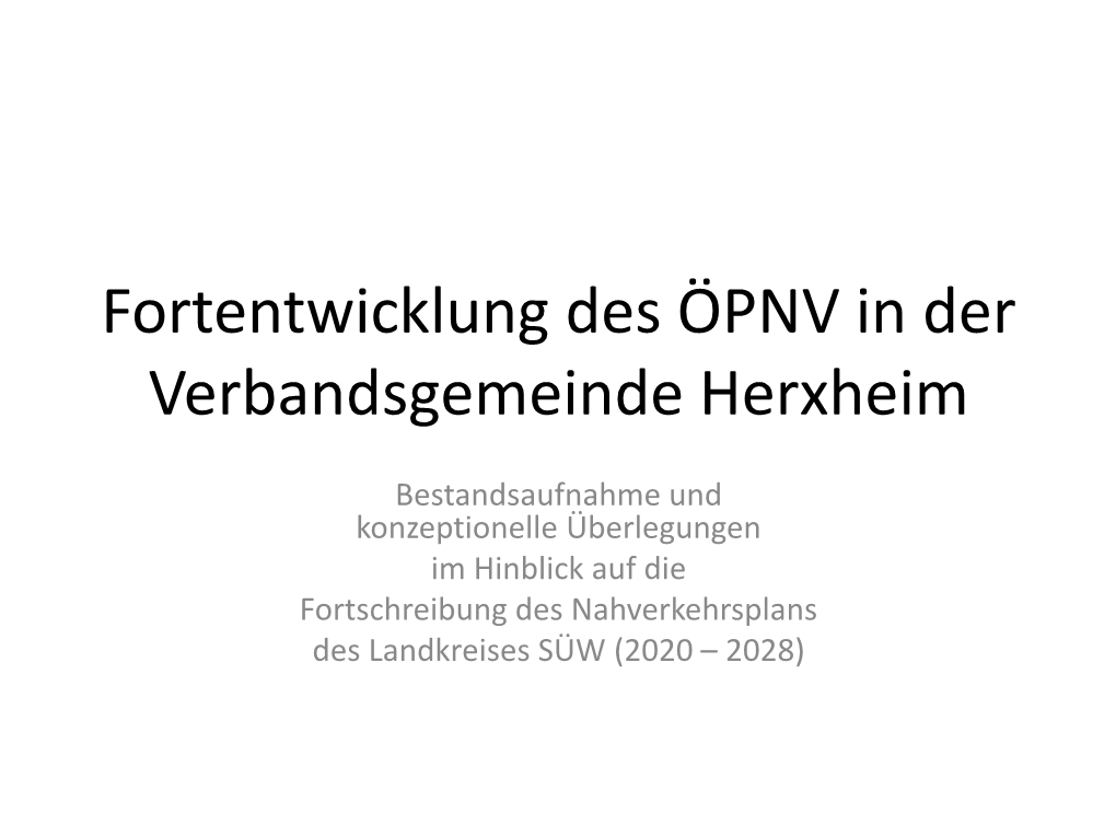 Fortentwicklung Des ÖPNV in Der Verbandsgemeinde Herxheim