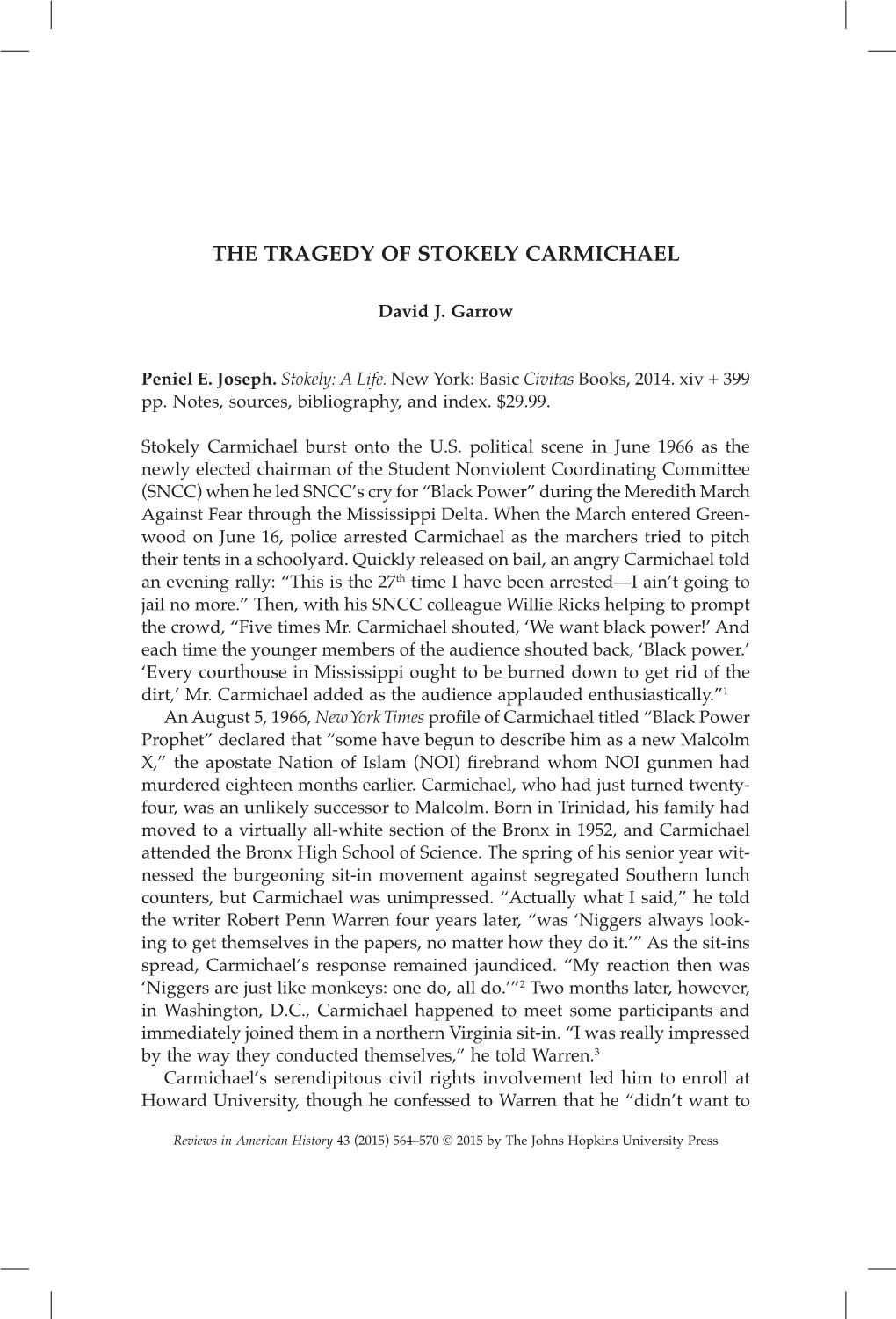 The Tragedy of Stokely Carmichael