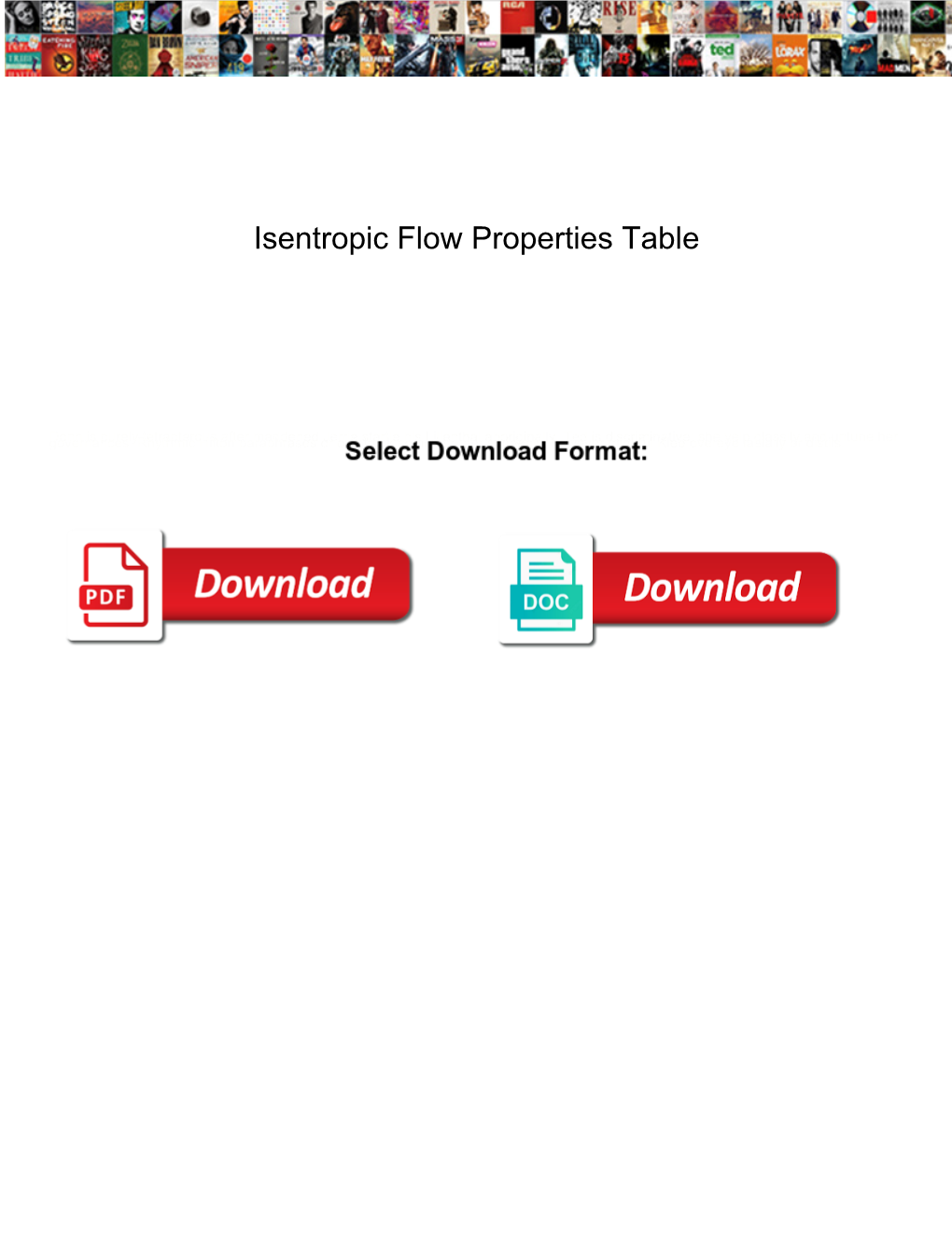 Isentropic Flow Properties Table