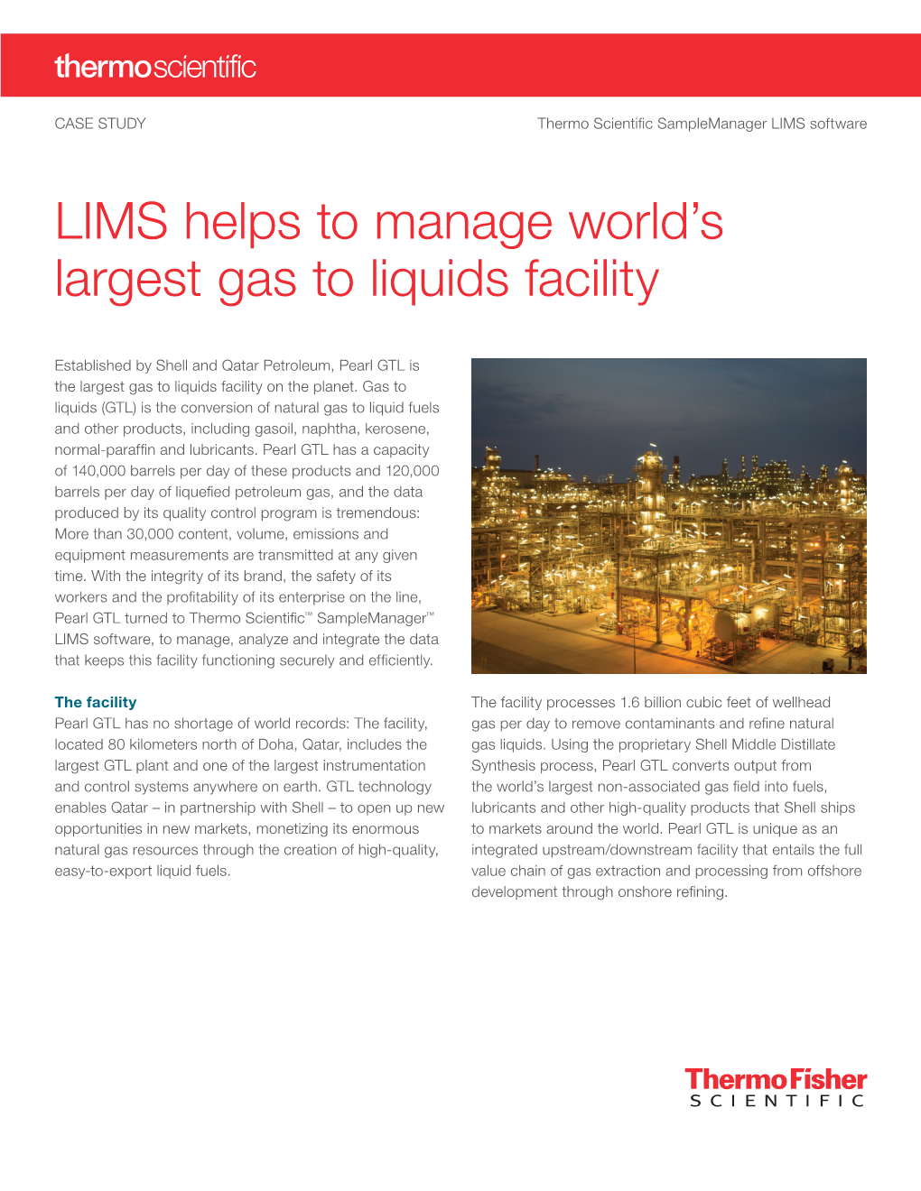 The World's Largest Gas to Liquids Facility Runs on Thermo Fisher