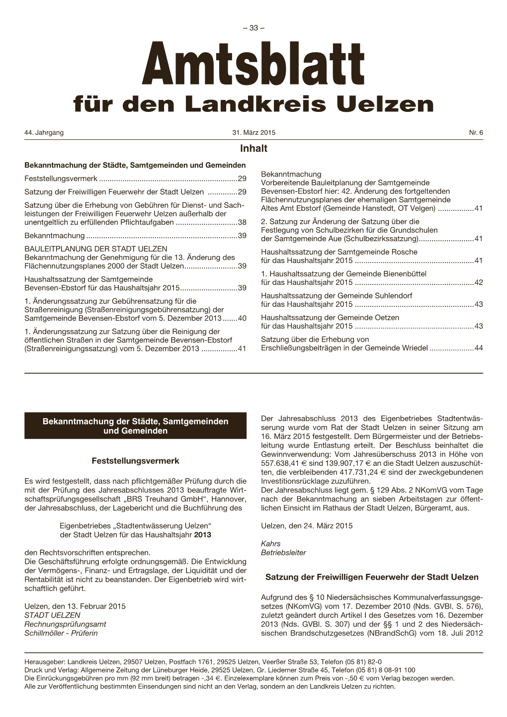 Für Den Landkreis Uelzen