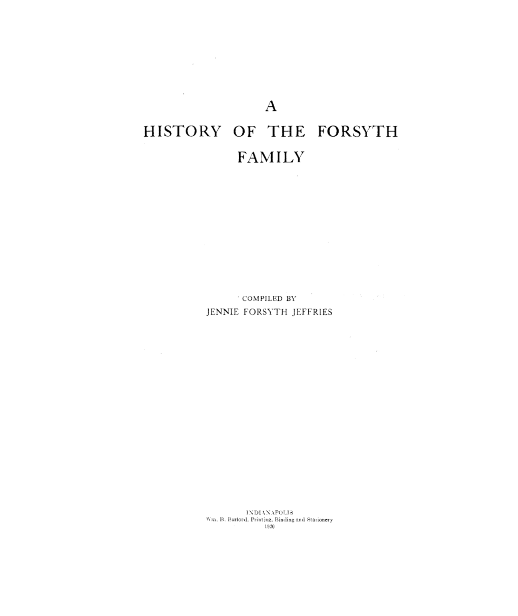 History of the Forsyth Family