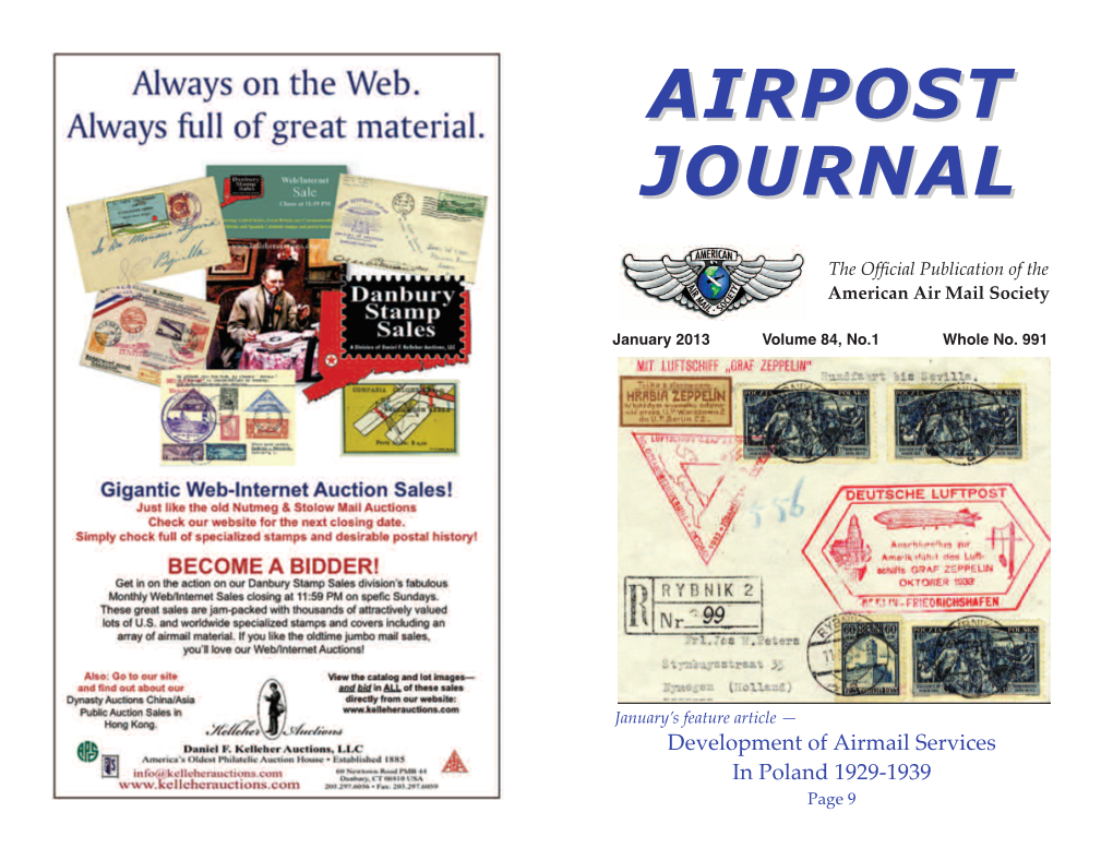 Airpost Journal Letters to — ARTICLES — Development of Airmail Services in Poland 1929-1939 Part 3: Zeppelin Mail