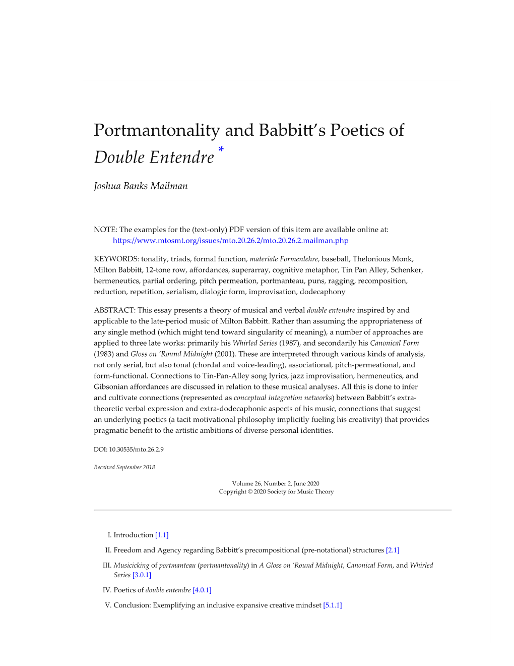 Portmantonality and Babbi�’S Poetics of Double Entendre *