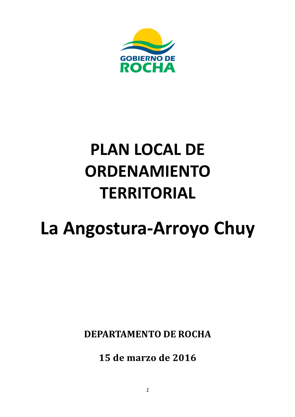 PLAN LOCAL La Angostura Arroyo Chuy