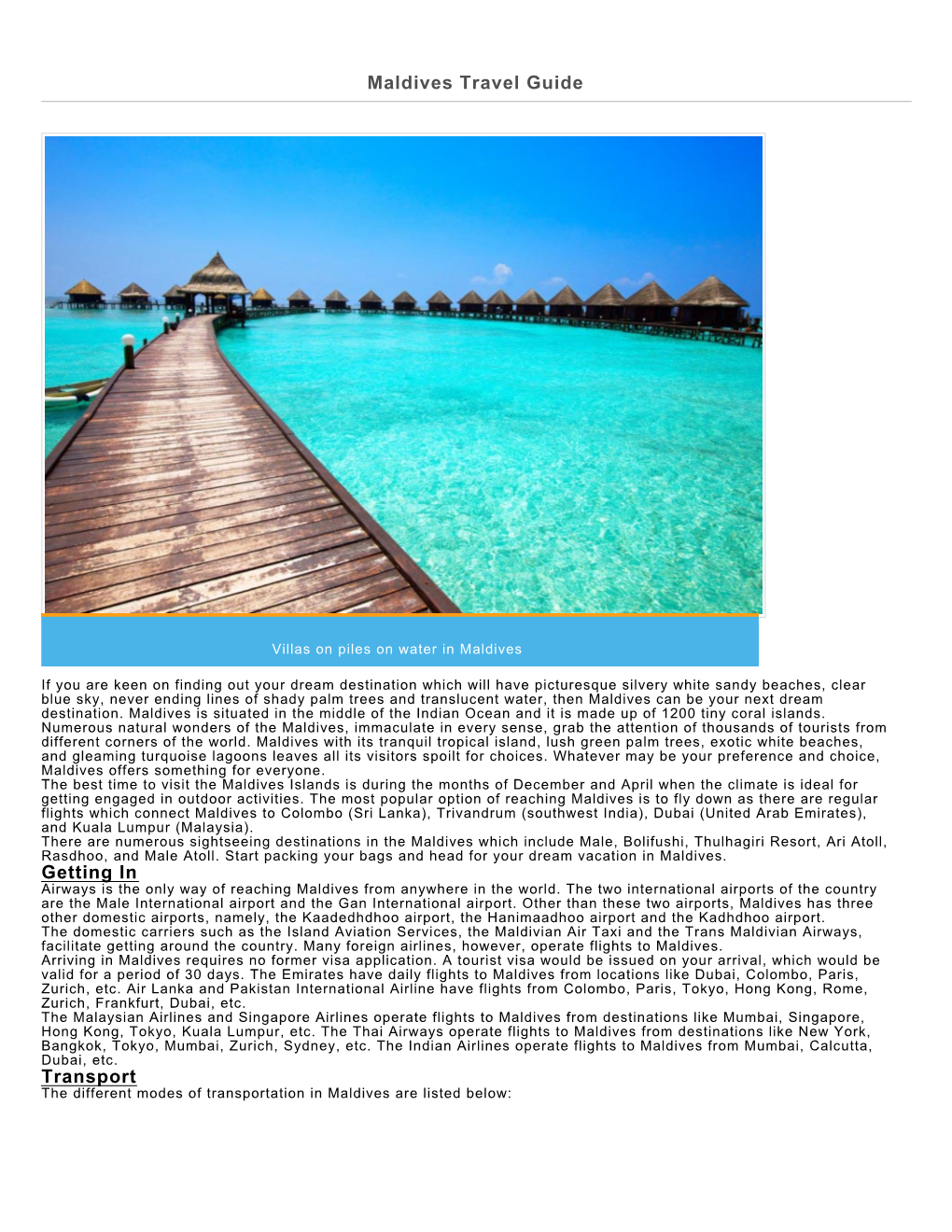 Maldives Travel Guide