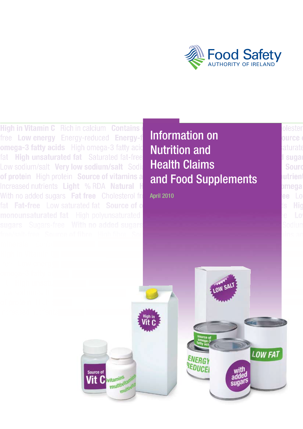 Information on Nutrition and Health Claims and Food Supplements