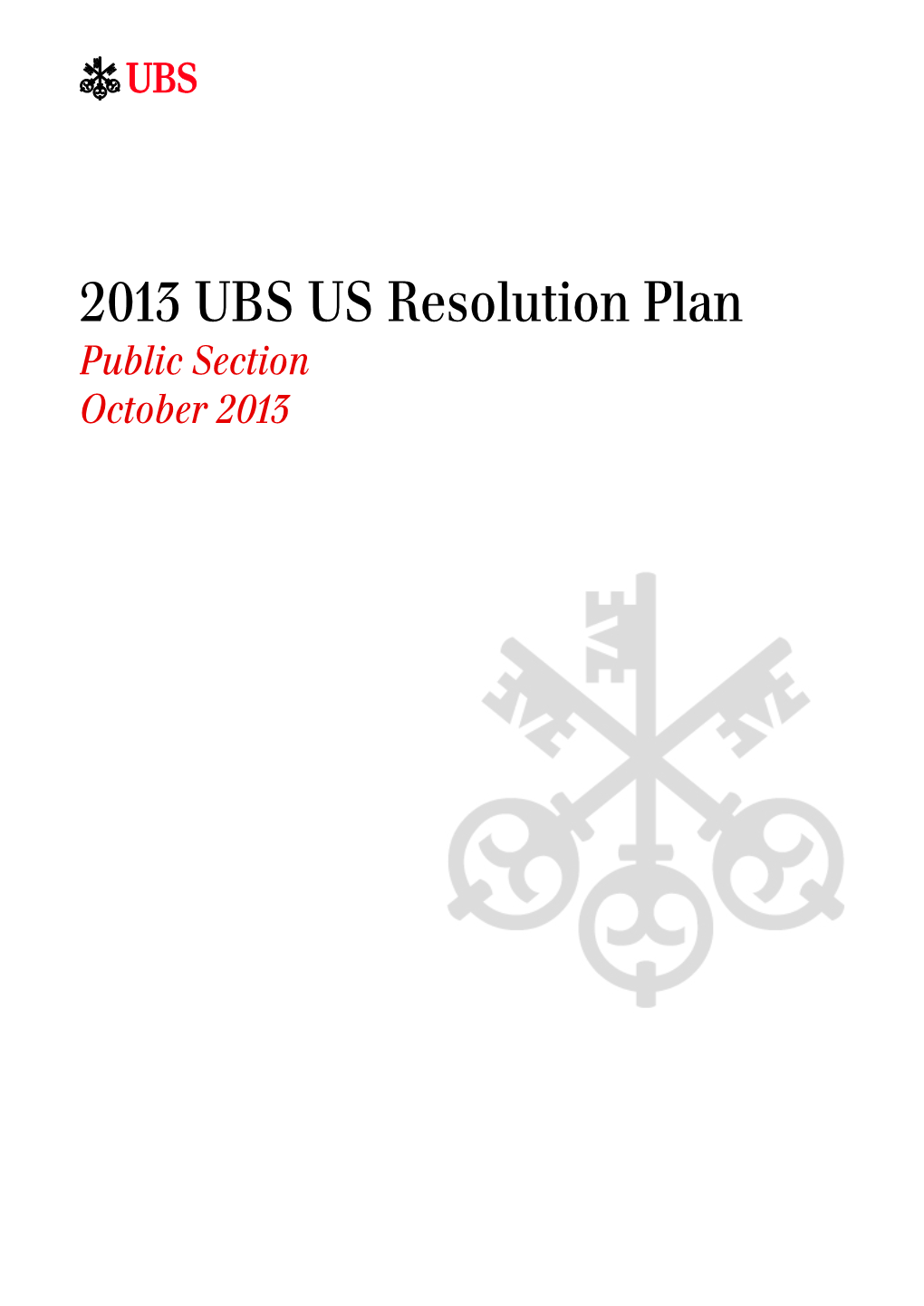 2013 UBS US Resolution Plan