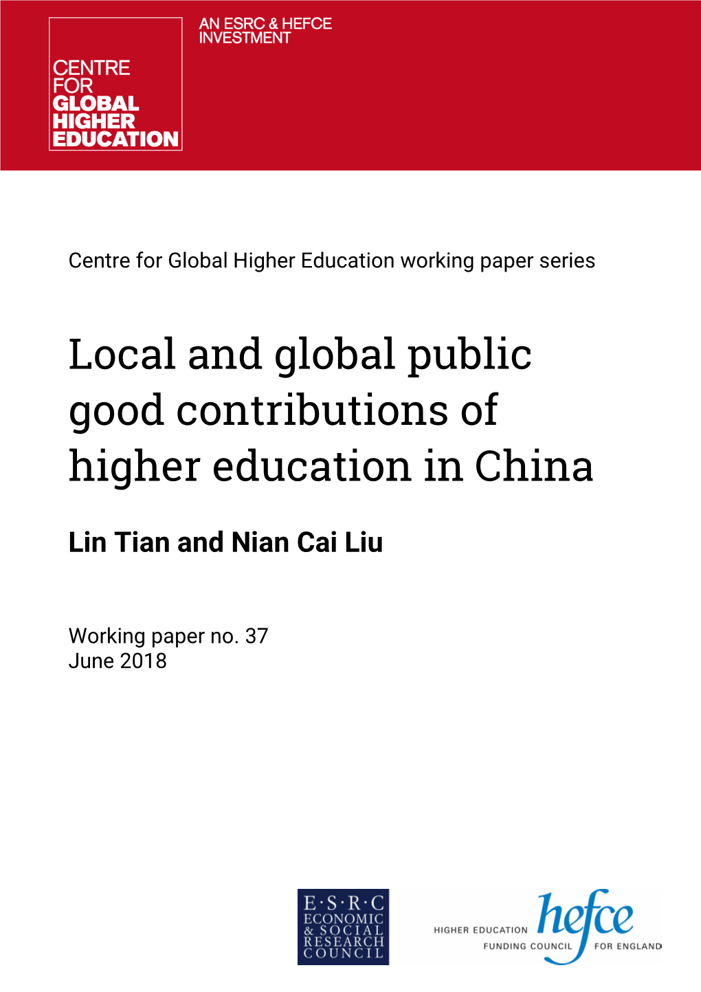 Local and Global Public Good Contributions of Higher Education in China