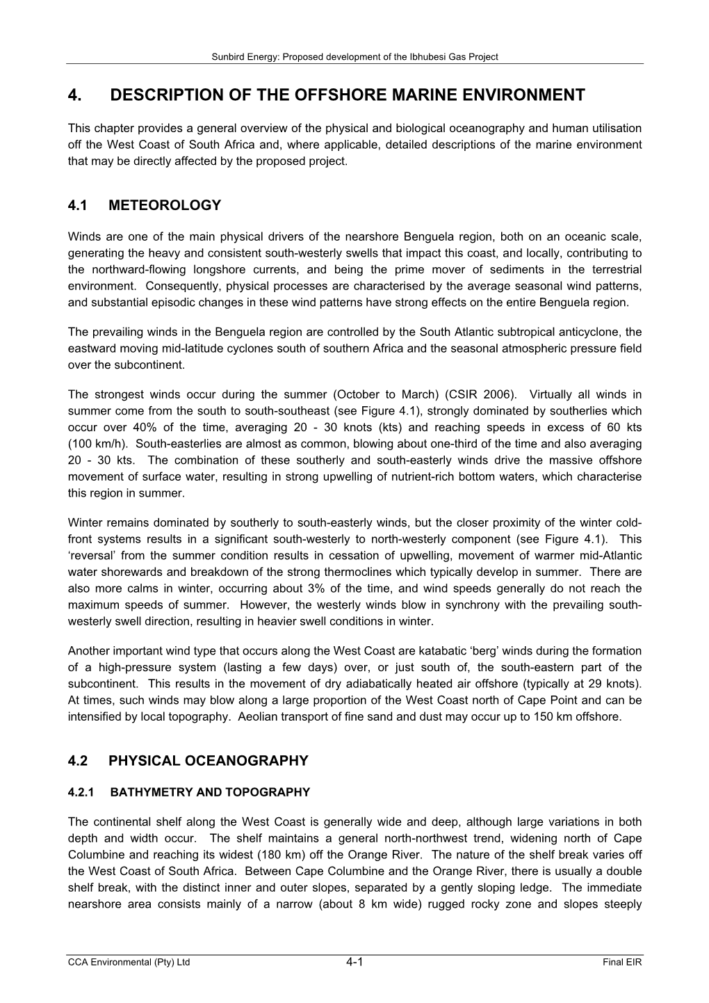 4. Description of the Offshore Marine Environment