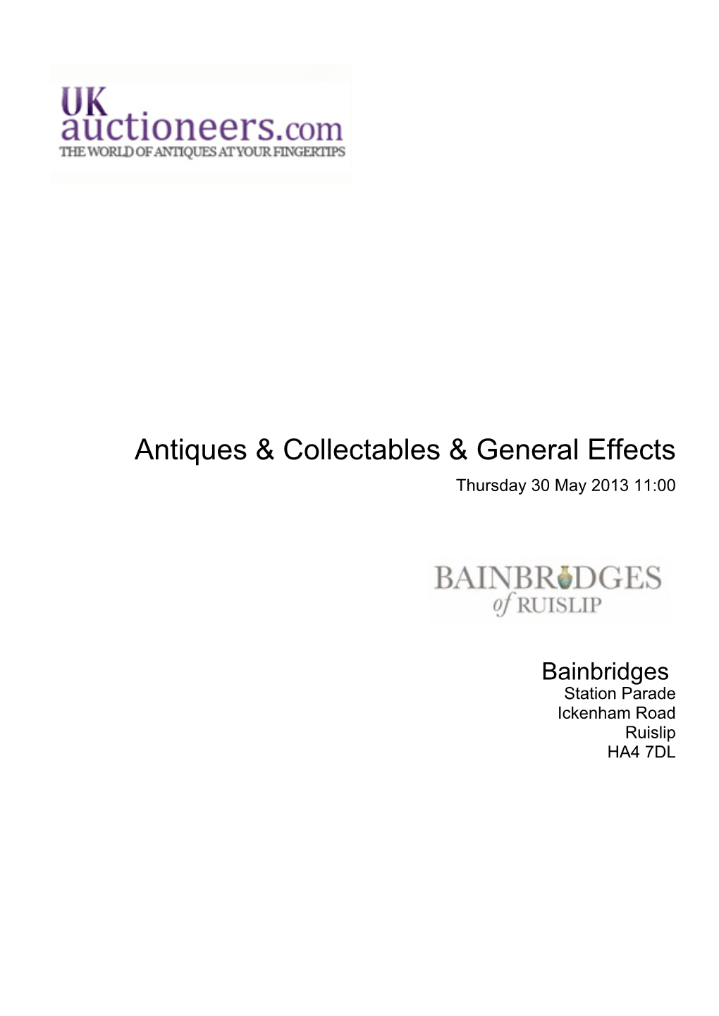 Antiques & Collectables & General Effects