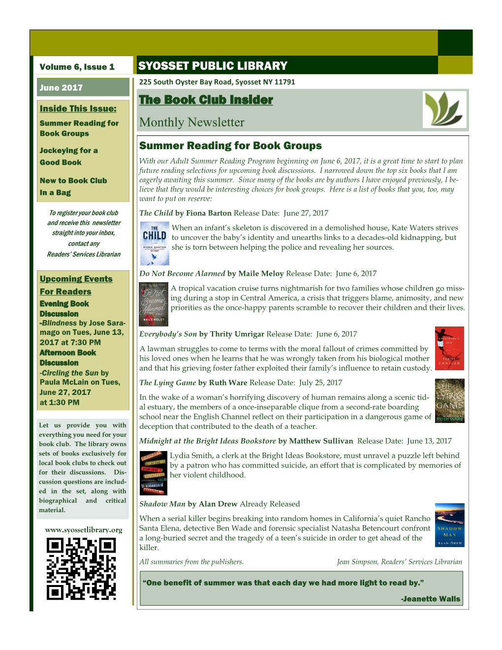 The Book Club Insider Monthly Newsletter