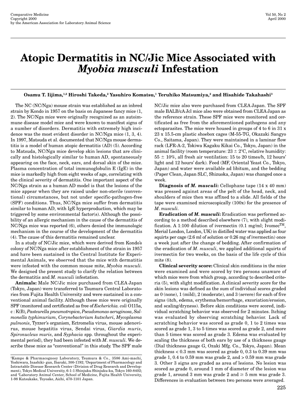 Atopic Dermatitis in NC/Jic Mice Associated With&lt;I