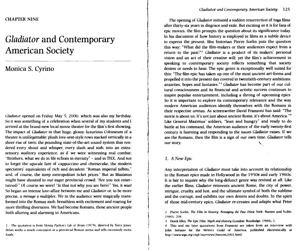 Gladiator and Contemporary American Society 127