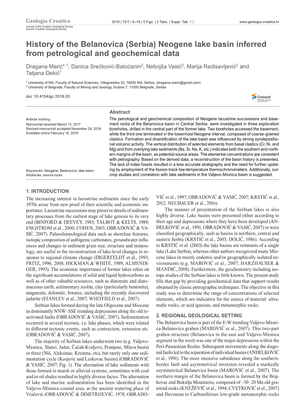 History of the Belanovica (Serbia) Neogene Lake Basin Inferred From