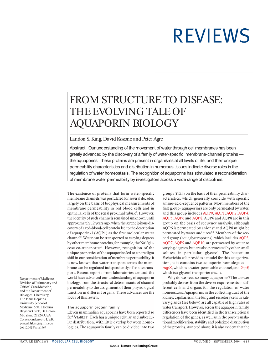 From Structure to Disease: the Evolving Tale of Aquaporin Biology