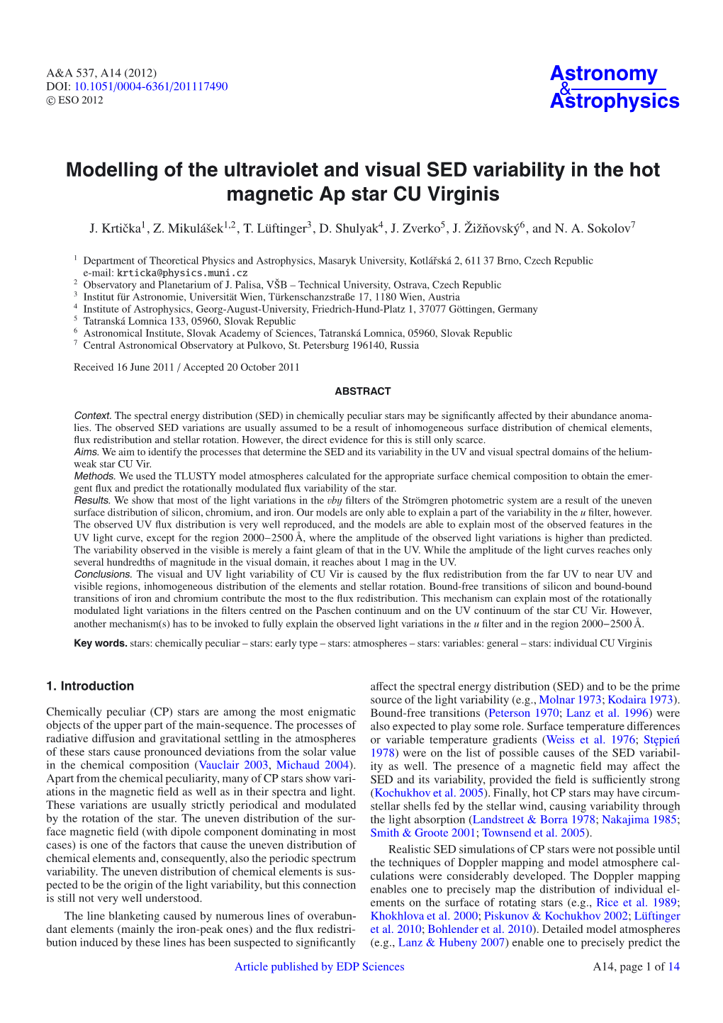 Modelling of the Ultraviolet and Visual SED Variability in the Hot Magnetic Ap Star CU Virginis