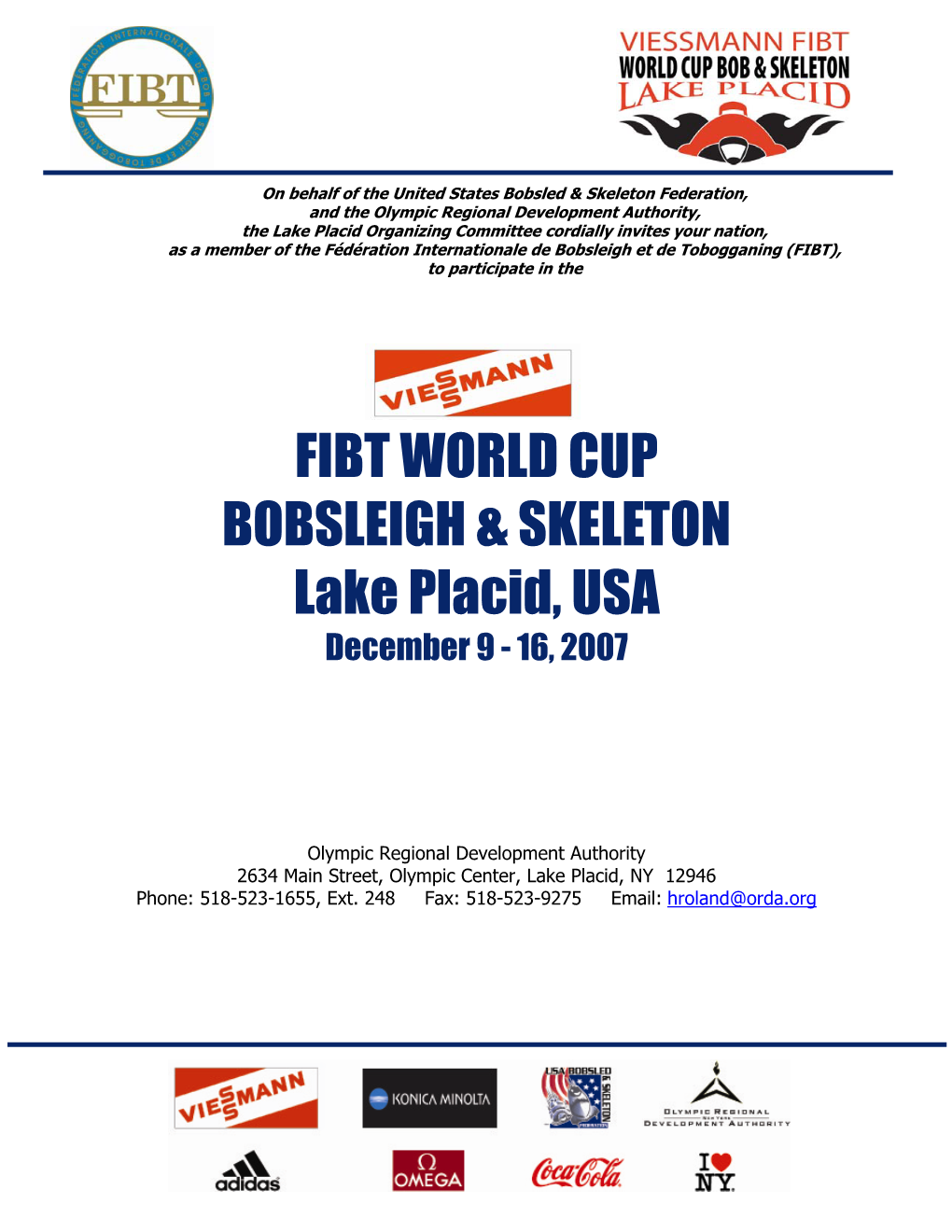 FIBT WORLD CUP BOBSLEIGH & SKELETON Lake Placid